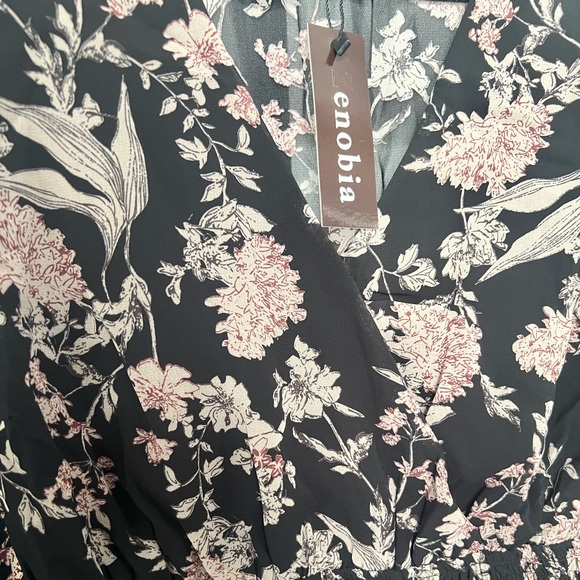 🍾5/$25🍾 3/4 Sleeve Surplice Smock Waist Floral Mini Dress - Picture 3 of 5